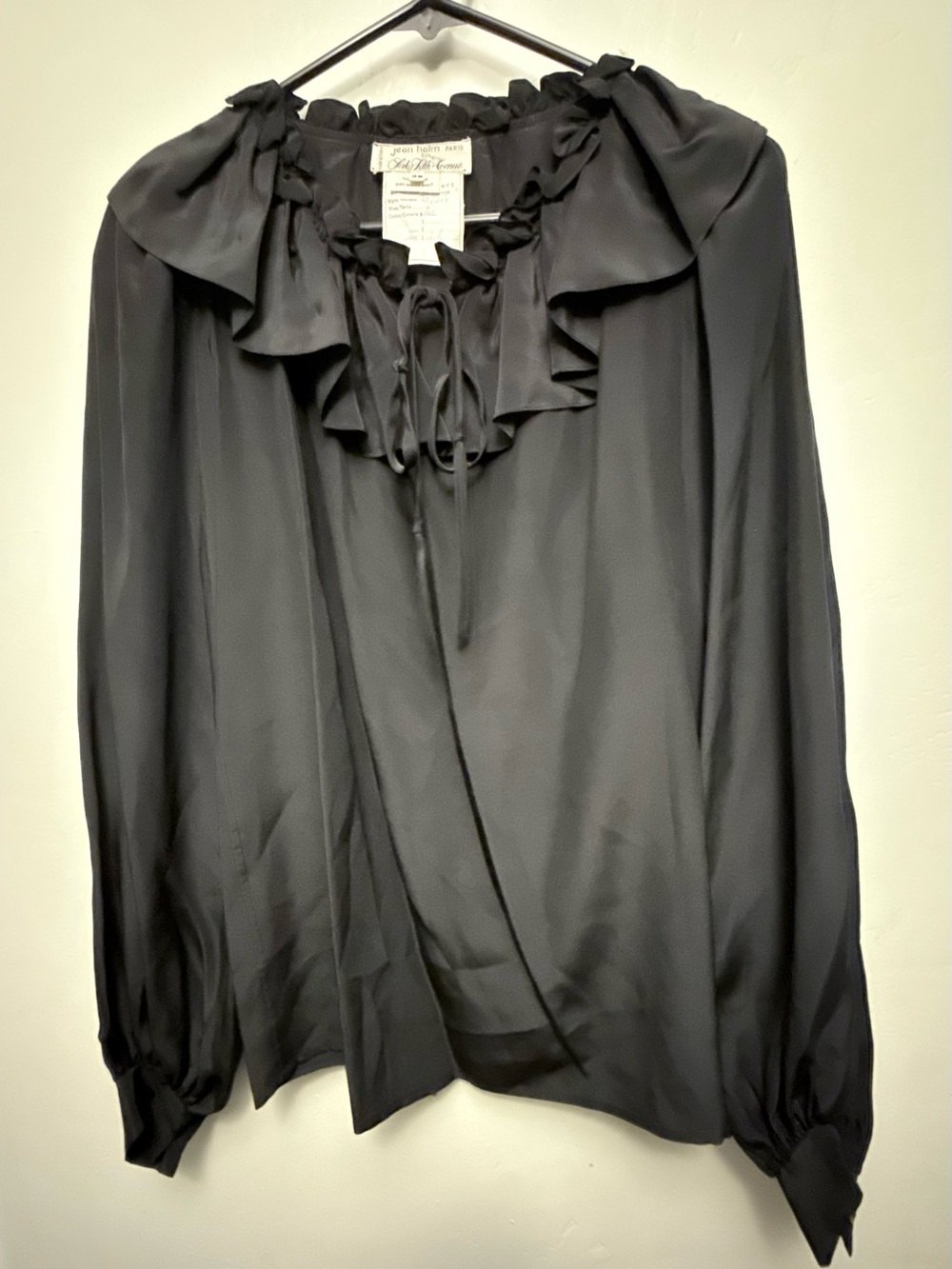 Jean Halm Paris Black Jacquard Silk Blouse for SFA